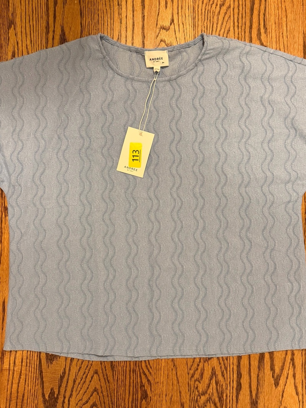 ANDREE BY UNIT Sky Blue Textured Knit Tee